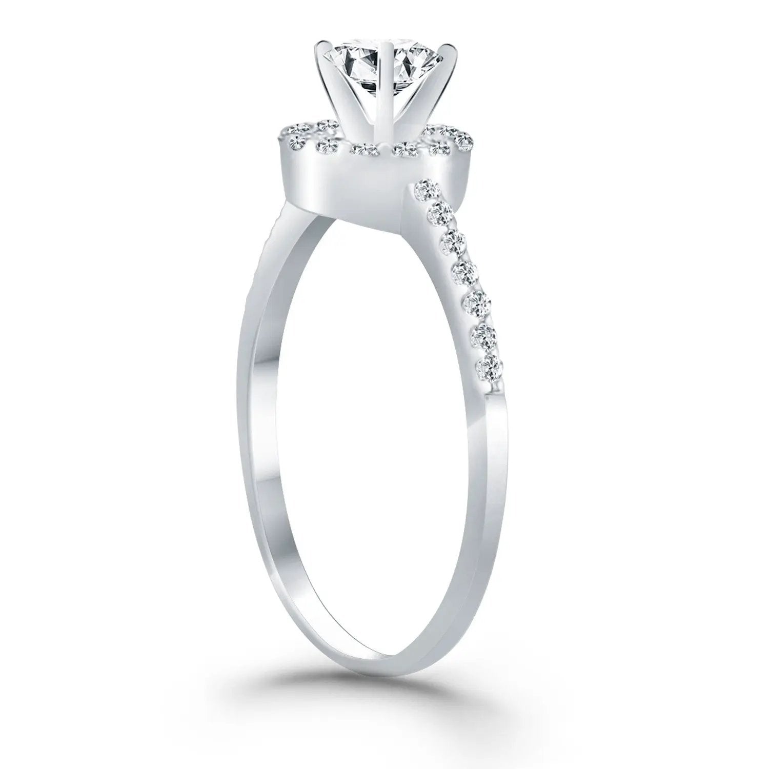 14k white gold diamond halo engagement ring by Bids.com with pave band on Tampa Home & Garden Store