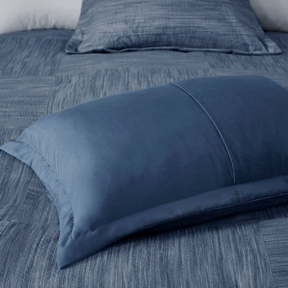 Navy Printed Seersucker Comforter and Sheet Set