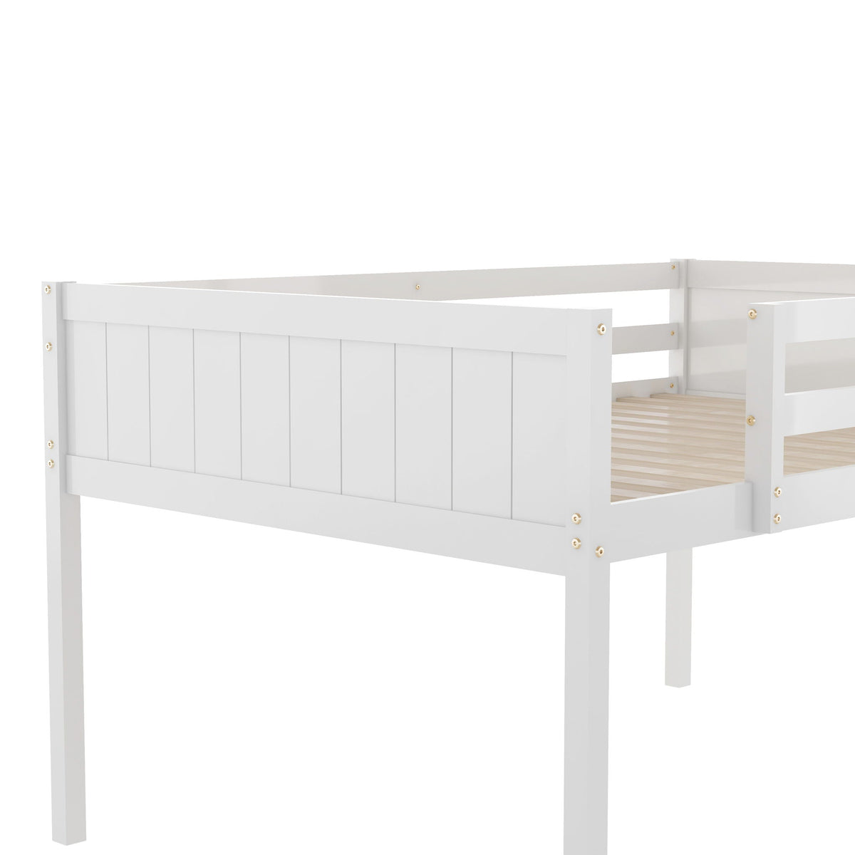 Low loft bed white wooden frame with slatted base and adjustable ladder by HouseOfZazla on Tampa Home & Garden Store