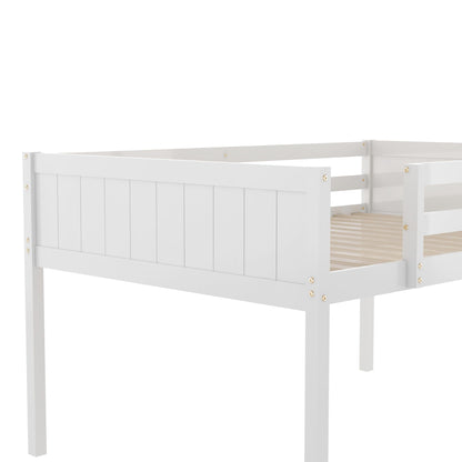 Low loft bed white wooden frame with slatted base and adjustable ladder by HouseOfZazla on Tampa Home & Garden Store