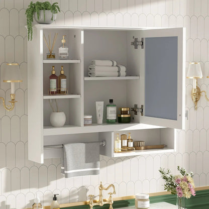 Wall Mount 2-In-1 Mirror Cabinet with shelves and open storage by Unique Piece Furniture on Tampa Home & Garden Store