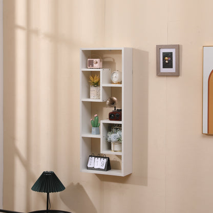 Bookshelf, Freestanding Wood Open Bookcase with 5 Cubes, with 2 keyhole hangers, Home Office Décor Rectangular Storage - Tampa Home & Garden Store