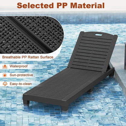 Outdoor PP Chaise Lounge Chairs Set of 2