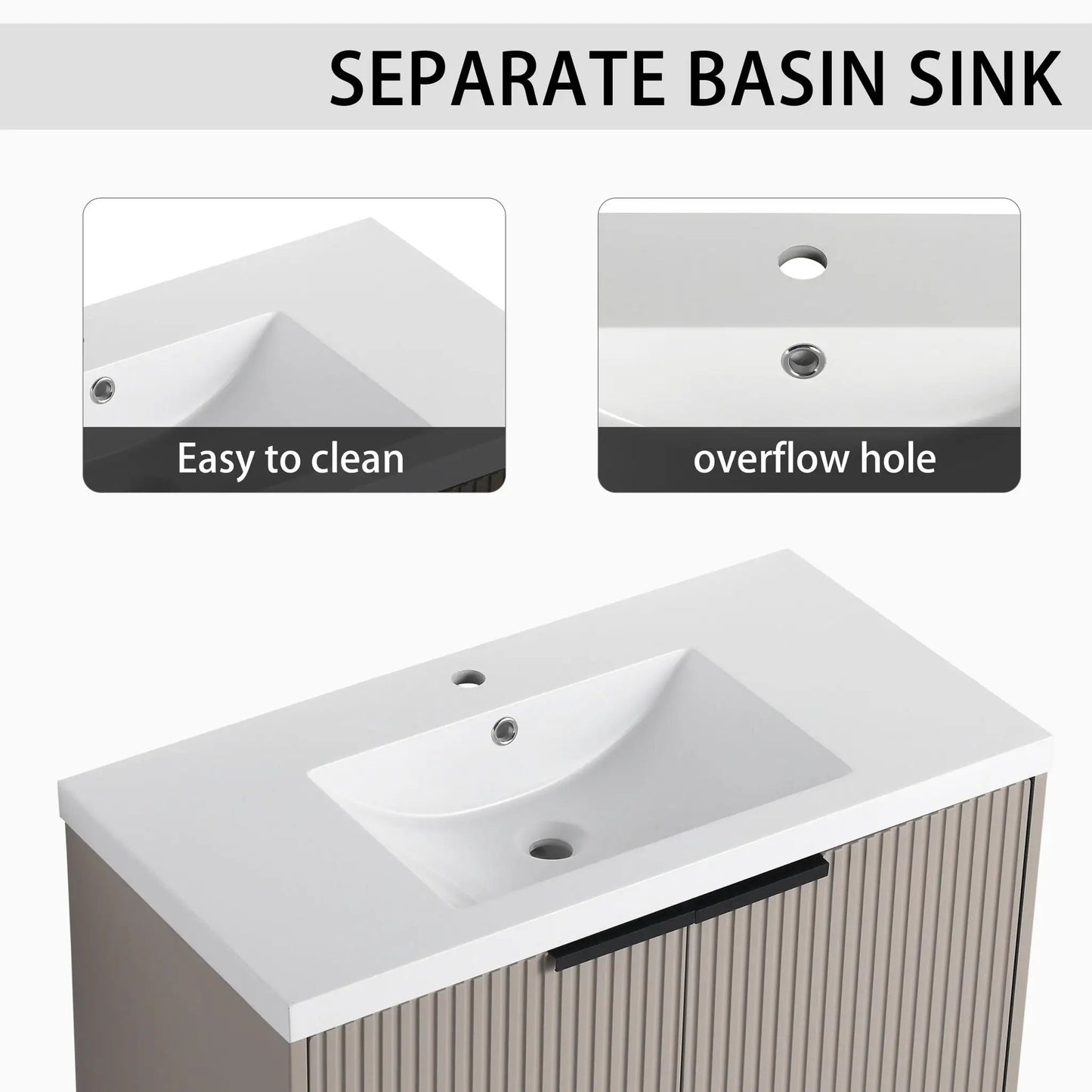 Modern Wall Mounted Vanity With Resin Double Sink