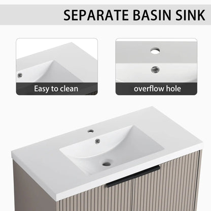 Modern Wall Mounted Vanity With Resin Double Sink