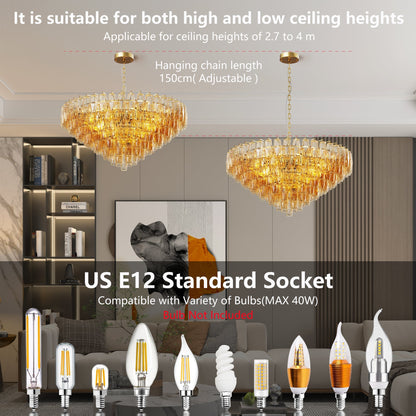 37in Extra Large 14-Light Gold Modern Round Chandelier HouseOfZazla on Tampa Home & Garden Store