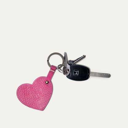 Heart keychain in pink pebbled leather with metal ring and keys Will Leather Goods on Tampa Home & Garden Store