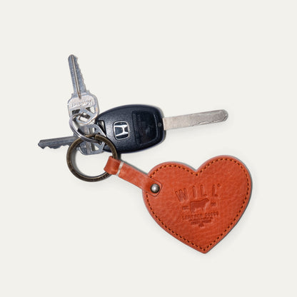 Heart keychain by Will Leather Goods, red leather with stitched edges on Tampa Home & Garden Store