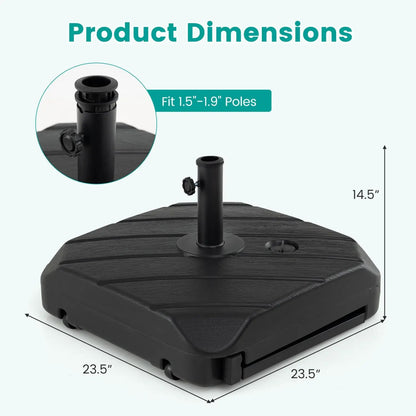 Fillable Patio Umbrella Base with Telescoping Rod