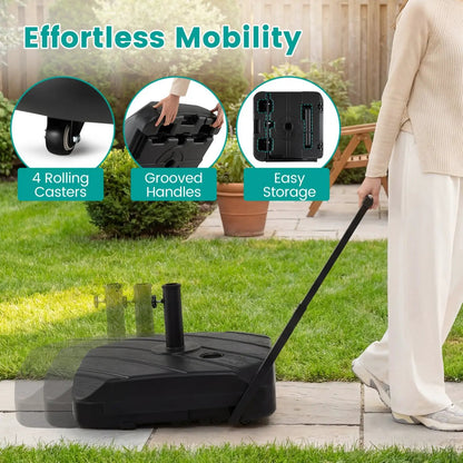 Fillable Patio Umbrella Base with Telescoping Rod