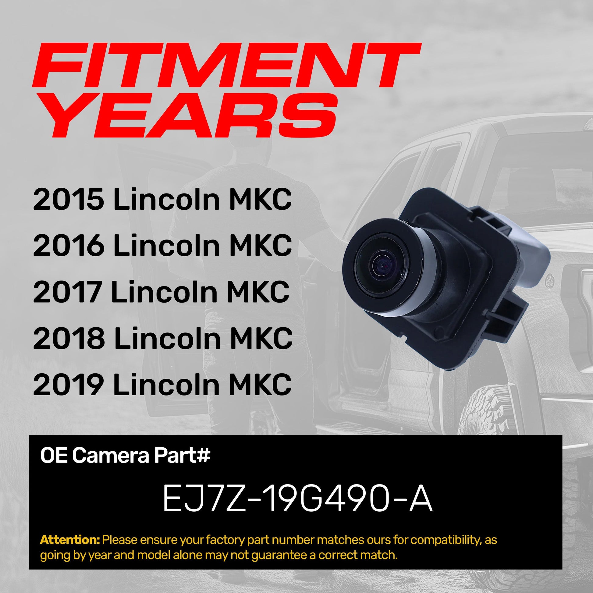 OE Lincoln MKC backup camera EJ7Z-19G490-A by Master Tailgaters, black housing on Tampa Home & Garden Store