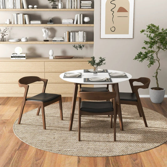 Alina Elegant Dining Table, round white top with dark wood legs by Unique Piece Furniture on Tampa Home & Garden Store