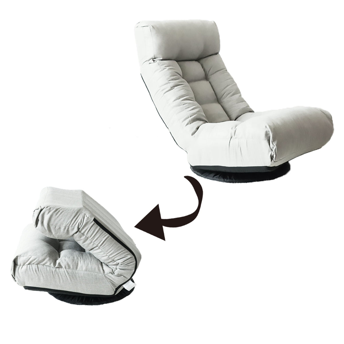 Reclining floor chair with a metal frame in light gray fabric upholstery by HouseOfZazla on Tampa Home & Garden Store