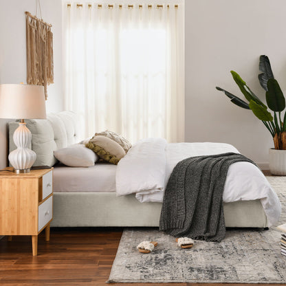 Storage upholstered hydraulic platform bed with integrated headboard gray HouseOfZazla on Tampa Home & Garden Store