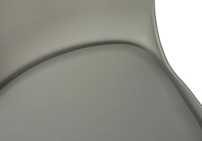 Office chair seat in gray pebbled leather with curved seam detail on Tampa Home & Garden Store