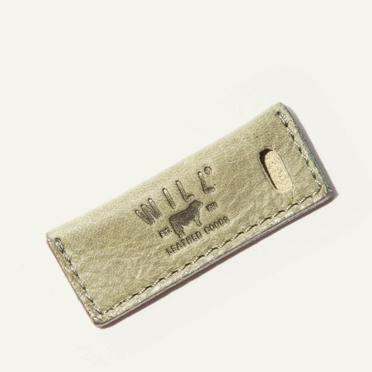 Full Grain Compact Leather Toothpick Holder by Will Leather Goods, gold leather with stitching on Tampa Home & Garden Store