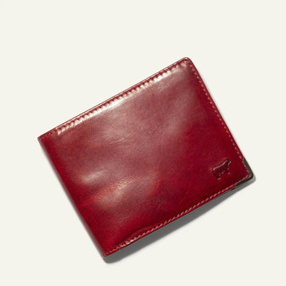 Magnate Billfold Wallet Italian Leather by Will Leather Goods, red leather with stitching on Tampa Home & Garden Store