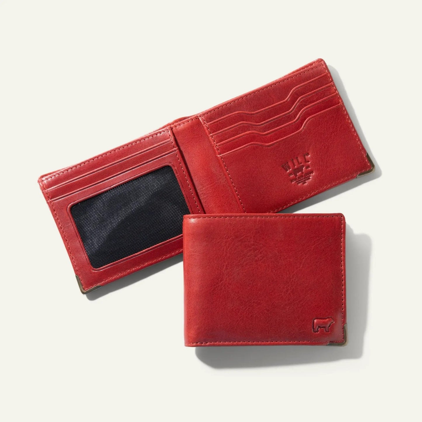 Magnate Billfold Wallet by Will Leather Goods in red Italian leather with black interior on Tampa Home & Garden Store