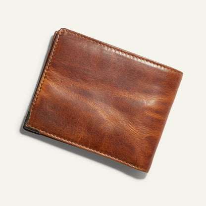 Magnate Billfold Wallet by Will Leather Goods in brown Italian leather with edge stitching on Tampa Home & Garden Store