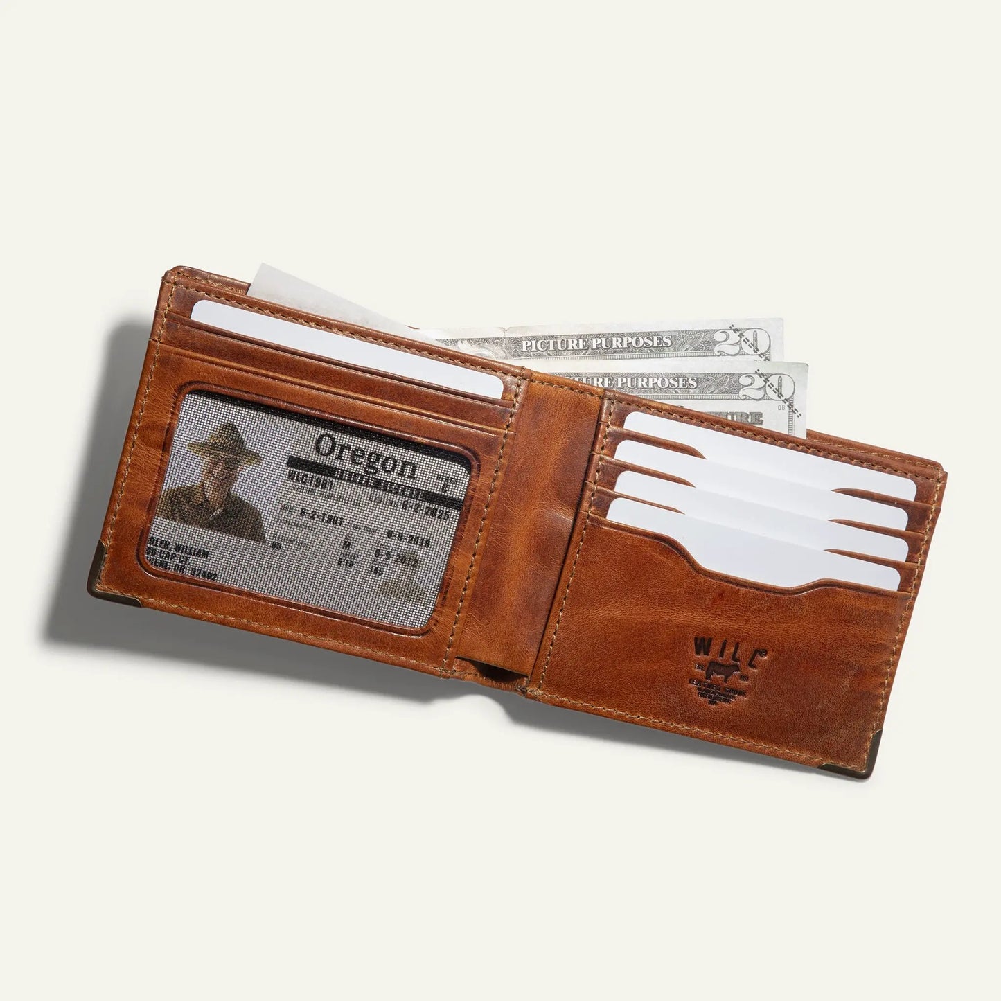 Magnate Billfold Wallet in brown Italian leather with card slots by Will Leather Goods on Tampa Home & Garden Store