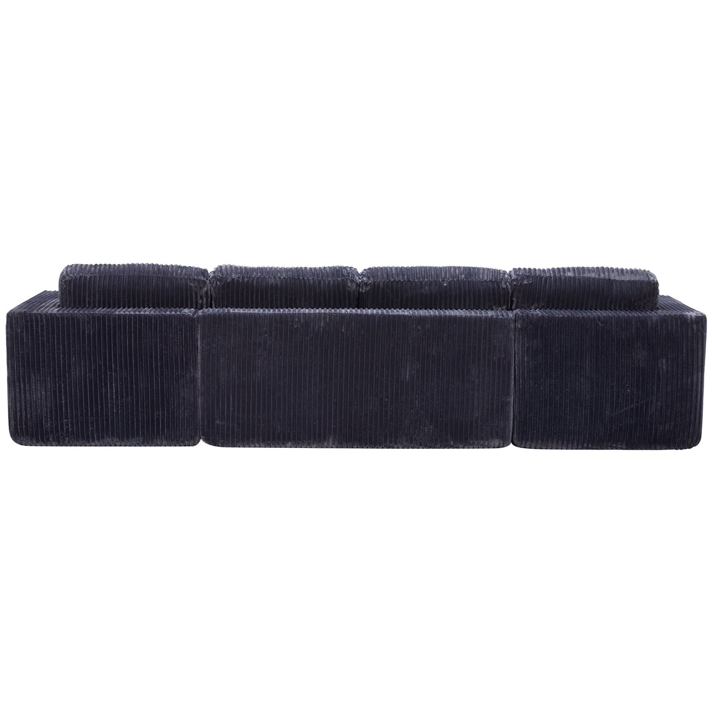 U-Shape Modular Sectional Sofa by HouseOfZazla in dark navy corduroy with 3-seat cushions on Tampa Home & Garden Store
