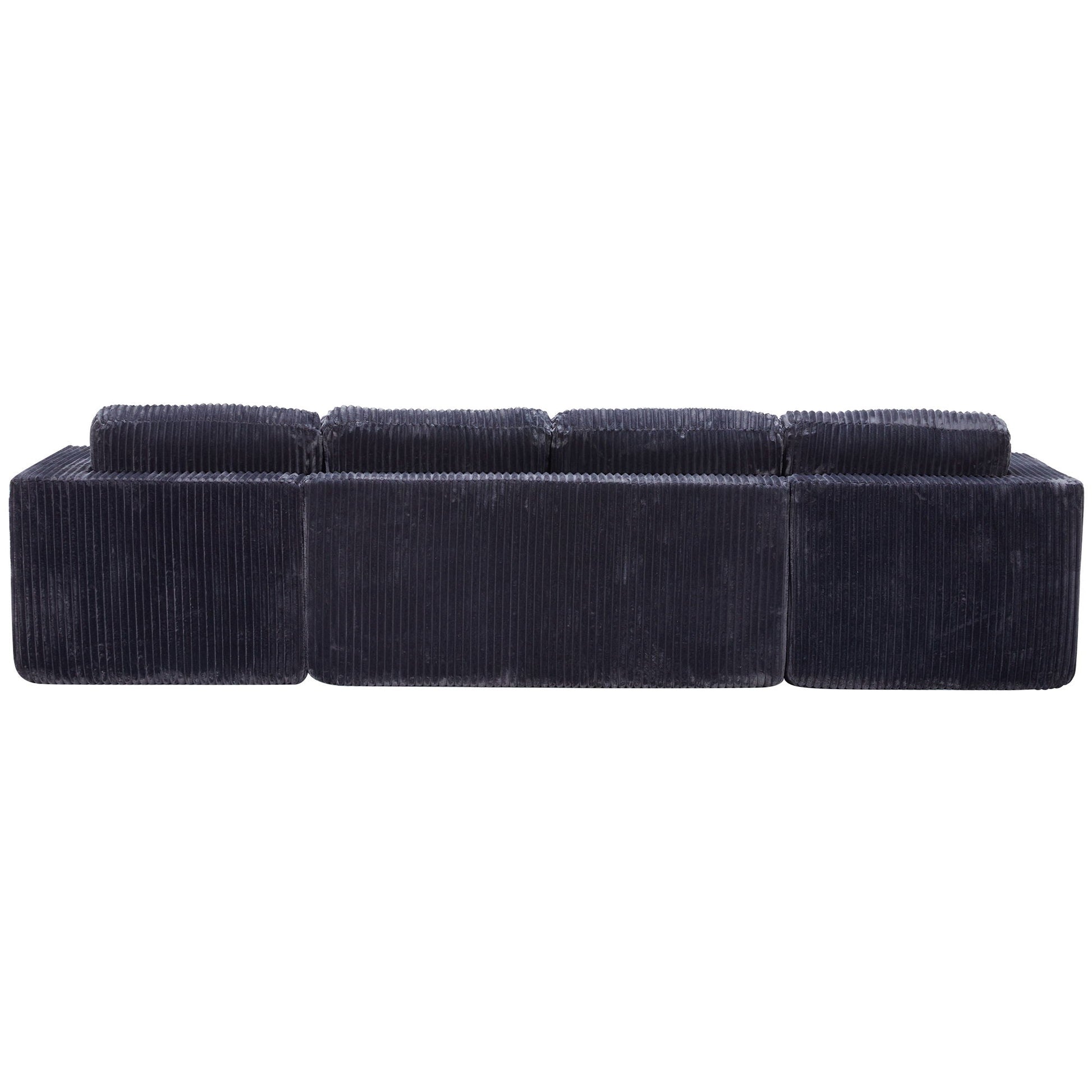 U-Shape Modular Sectional Sofa by HouseOfZazla in dark navy corduroy with 3-seat cushions on Tampa Home & Garden Store