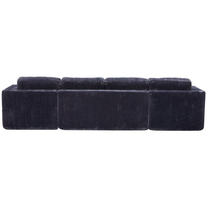 U-Shape Modular Sectional Sofa by HouseOfZazla in dark navy corduroy with 3-seat cushions on Tampa Home & Garden Store