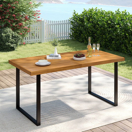 Acacia Wood Dining Table for 6 People Wooden Rectangular Table - Tampa Home & Garden Store