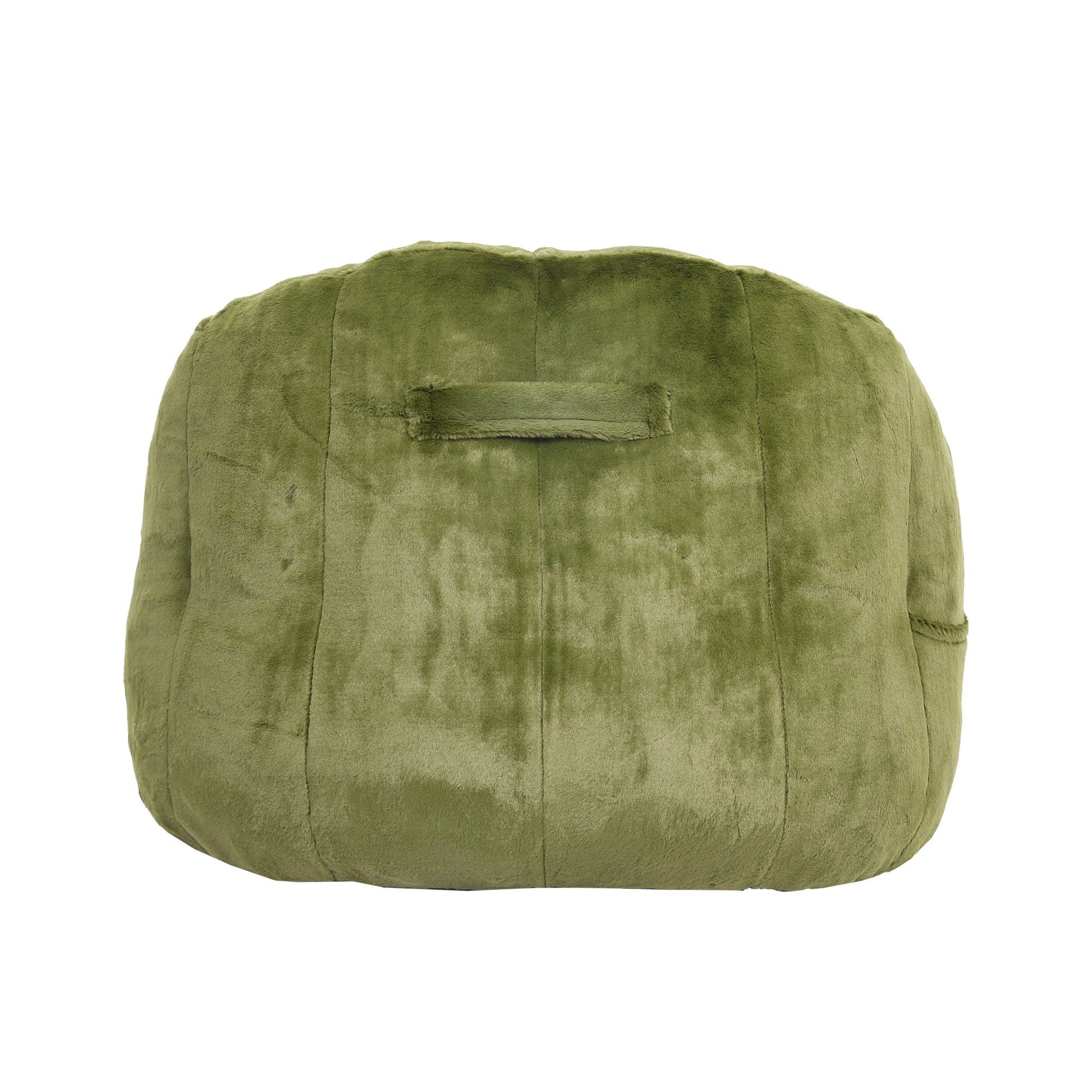 Beanbag chair with armrests in olive green plush fabric, stuffed with high-density foam on Tampa Home & Garden Store
