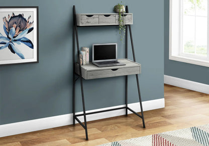 Computer Desk for Home Office with weathered gray drawers and black metal frame on Tampa Home & Garden Store