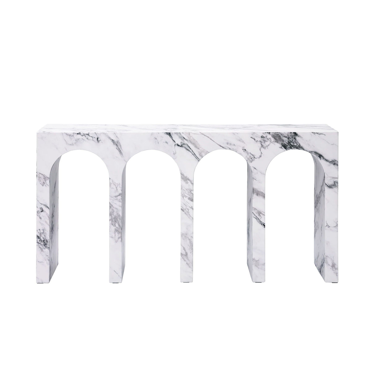 Fritzy engineered stone console table with marble-look surface and arch legs by HouseOfZazla on Tampa Home & Garden Store