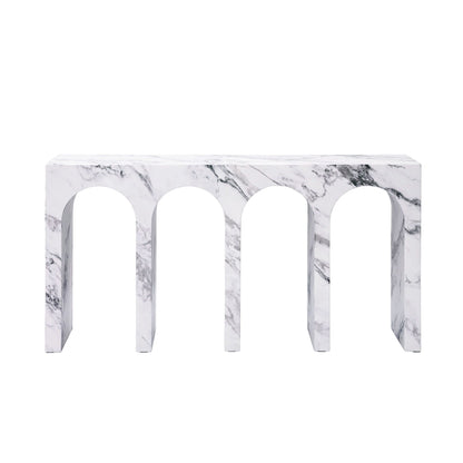 Fritzy engineered stone console table with marble-look surface and arch legs by HouseOfZazla on Tampa Home & Garden Store