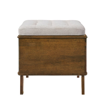 Letitia Rubber Wood Cat Bed Ottoman beige cushion on solid rubber wood base on Tampa Home & Garden Store