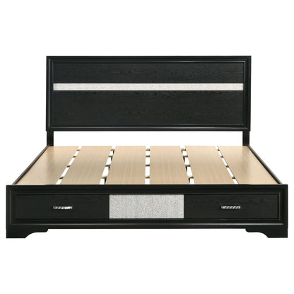 Storage Platform Bed 2 Drawer black HouseOfZazla with silver drawer pulls on Tampa Home & Garden Store