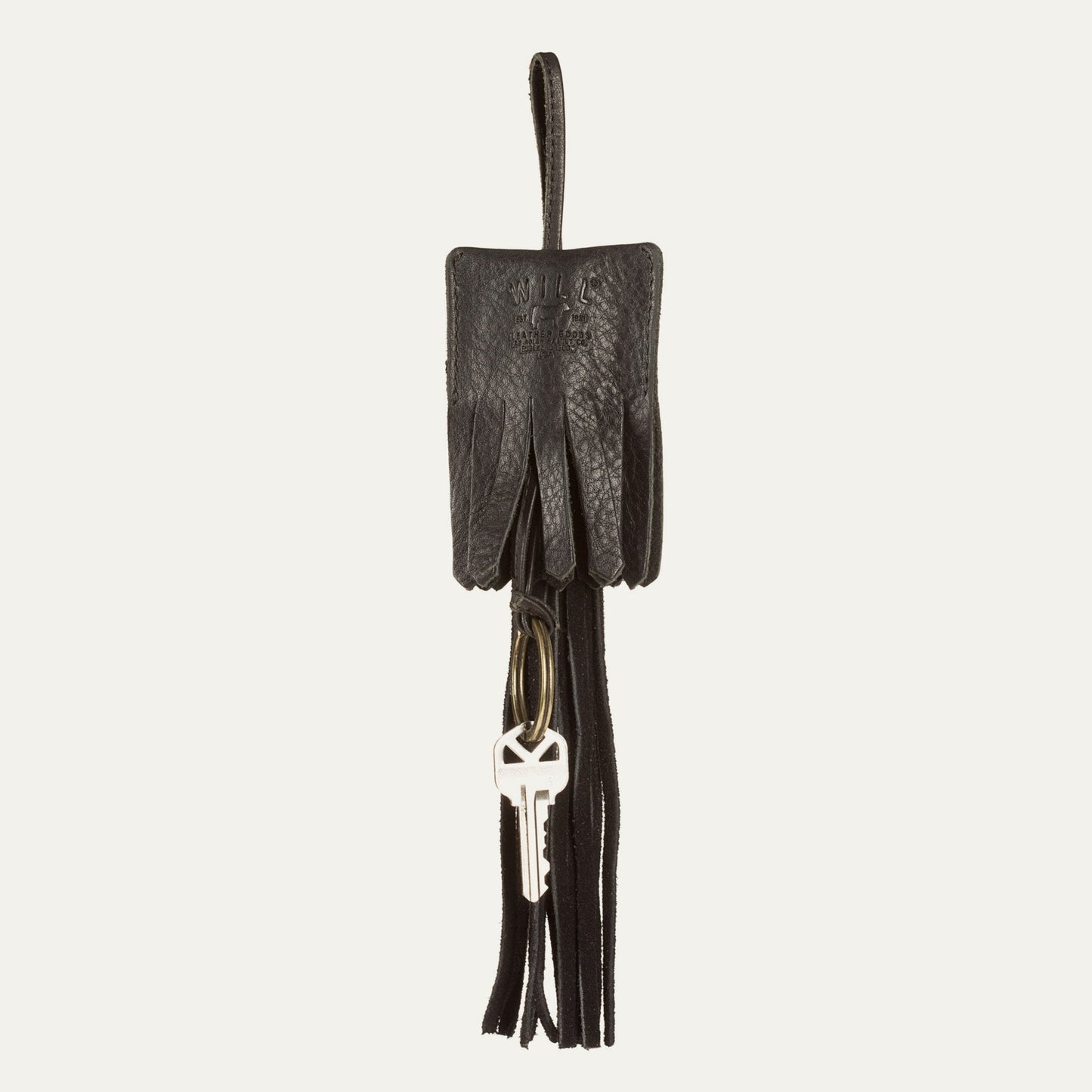 Leather Key Fob Tassel by Will Leather Goods; dark brown leather with brass hardware on Tampa Home & Garden Store
