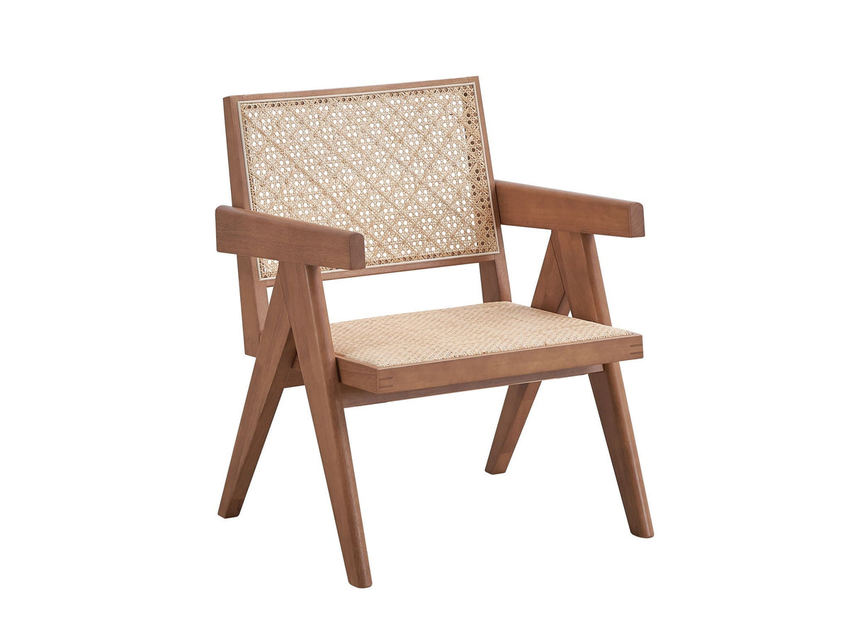 Velentina Accent Chair natural wood frame with woven rattan back, HouseOfZazla arm chair on Tampa Home & Garden Store