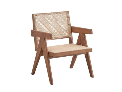 Velentina Accent Chair natural wood frame with woven rattan back, HouseOfZazla arm chair on Tampa Home & Garden Store