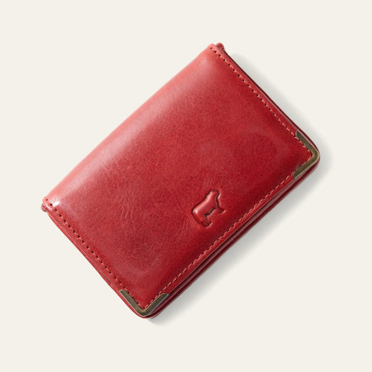 William Leather Card Holder with Magnetic Closure in red leather by Will Leather Goods on Tampa Home & Garden Store