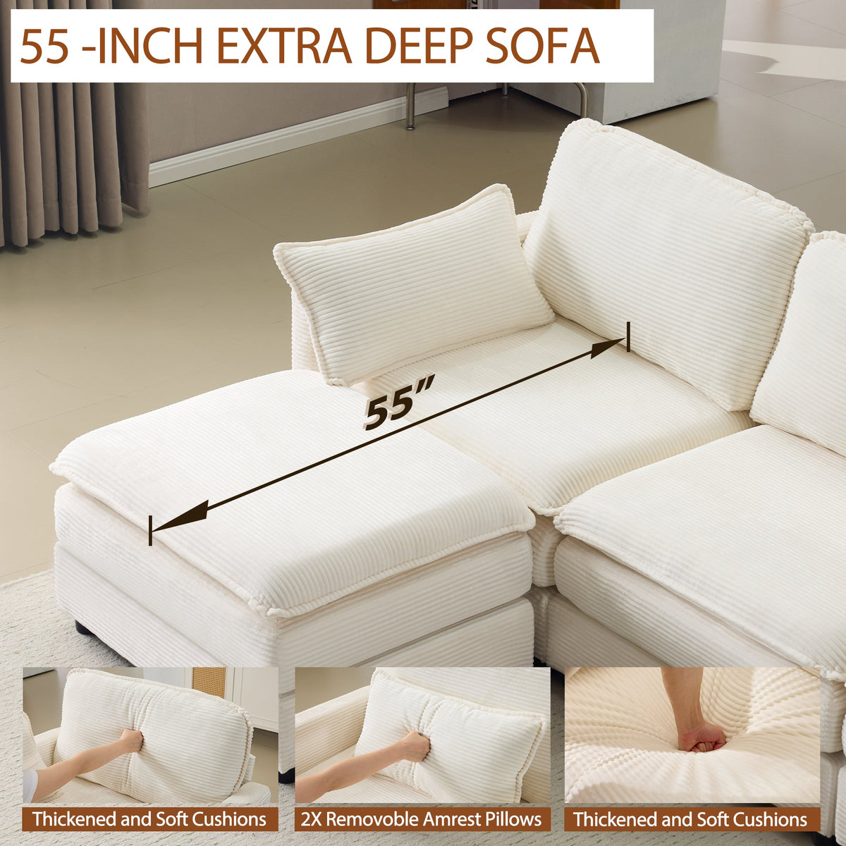 Plush Cloud Sofa with Ottoman and Modular Design