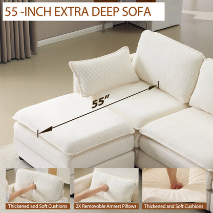 Plush Cloud Sofa with Ottoman and Modular Design
