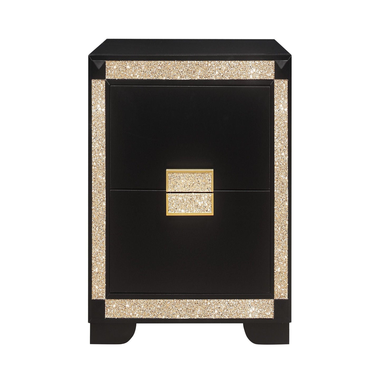 Black Nightstand with Glitter and Modern Design