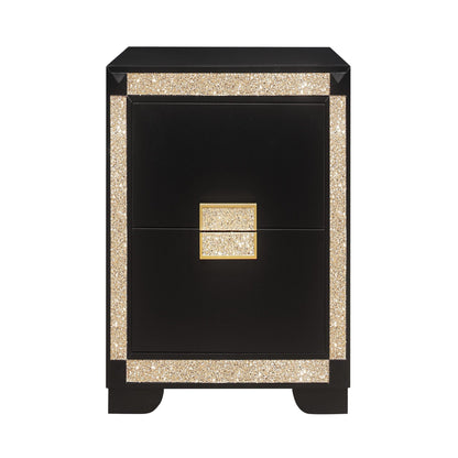 Black Nightstand with Glitter and Modern Design