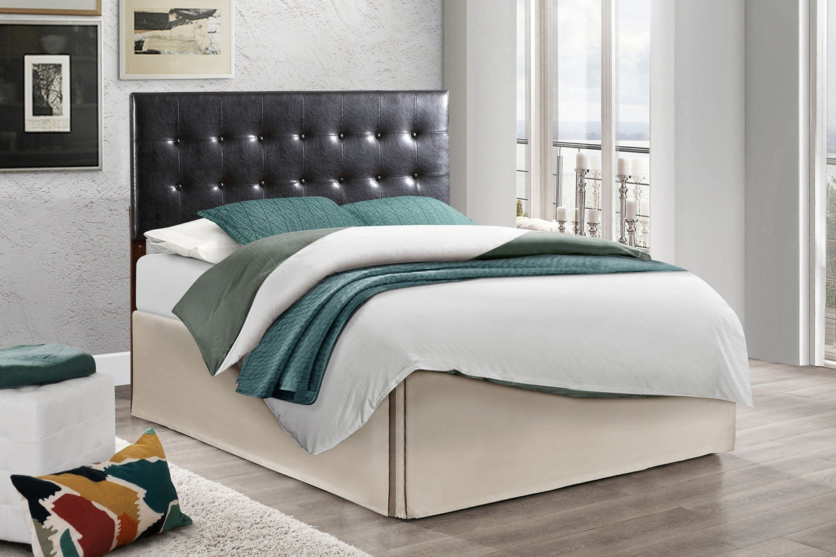 Upholstered headboard with adjustable height in black faux leather by HouseOfZazla on Tampa Home & Garden Store