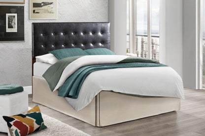 Upholstered headboard with adjustable height in black faux leather by HouseOfZazla on Tampa Home & Garden Store