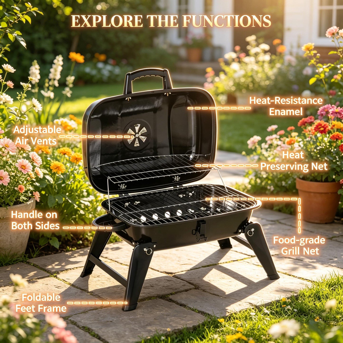 Compact Charcoal Grill For Backyard And Patio