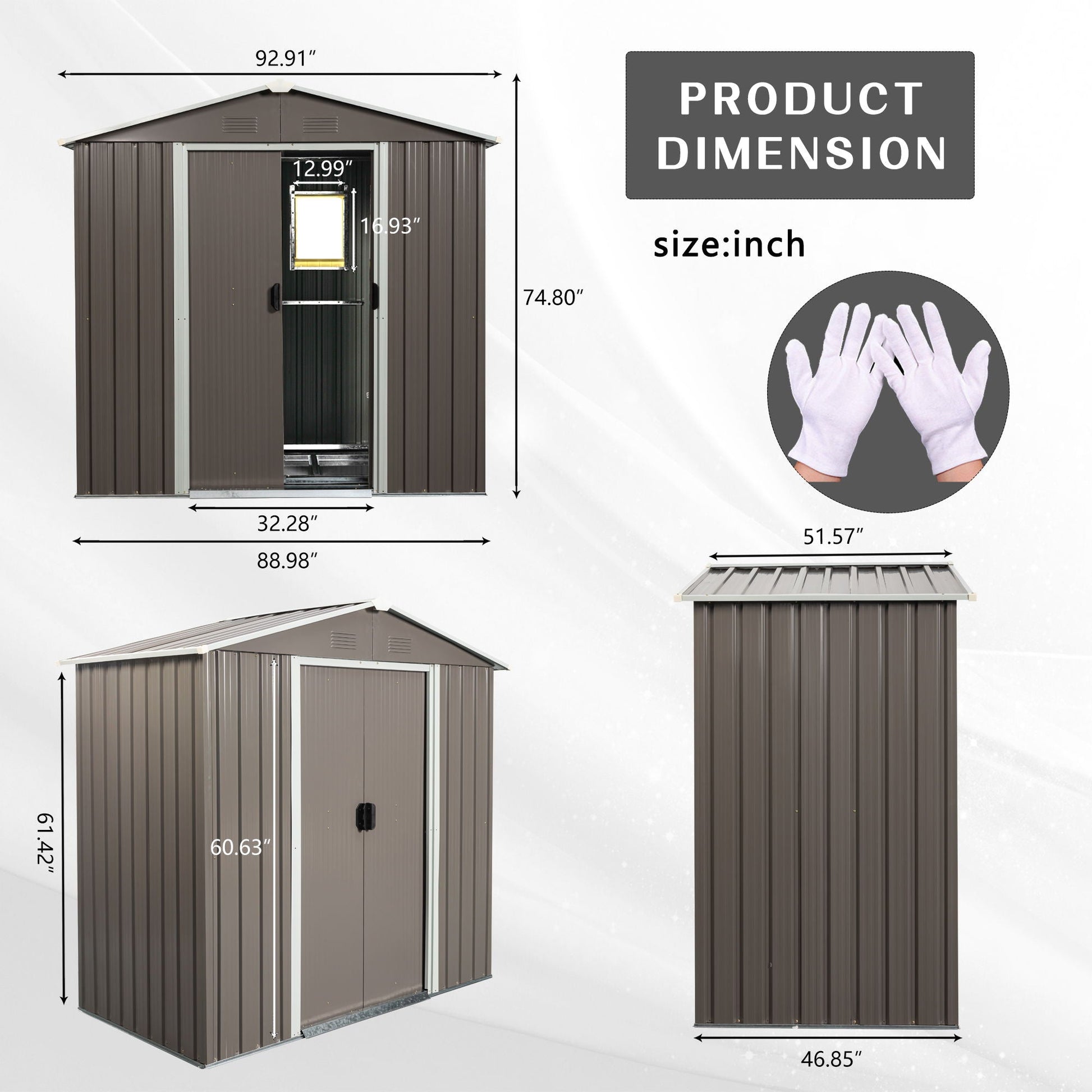 Outdoor brown metal storage shed with window 88.98in by HouseOfZazla on Tampa Home & Garden Store