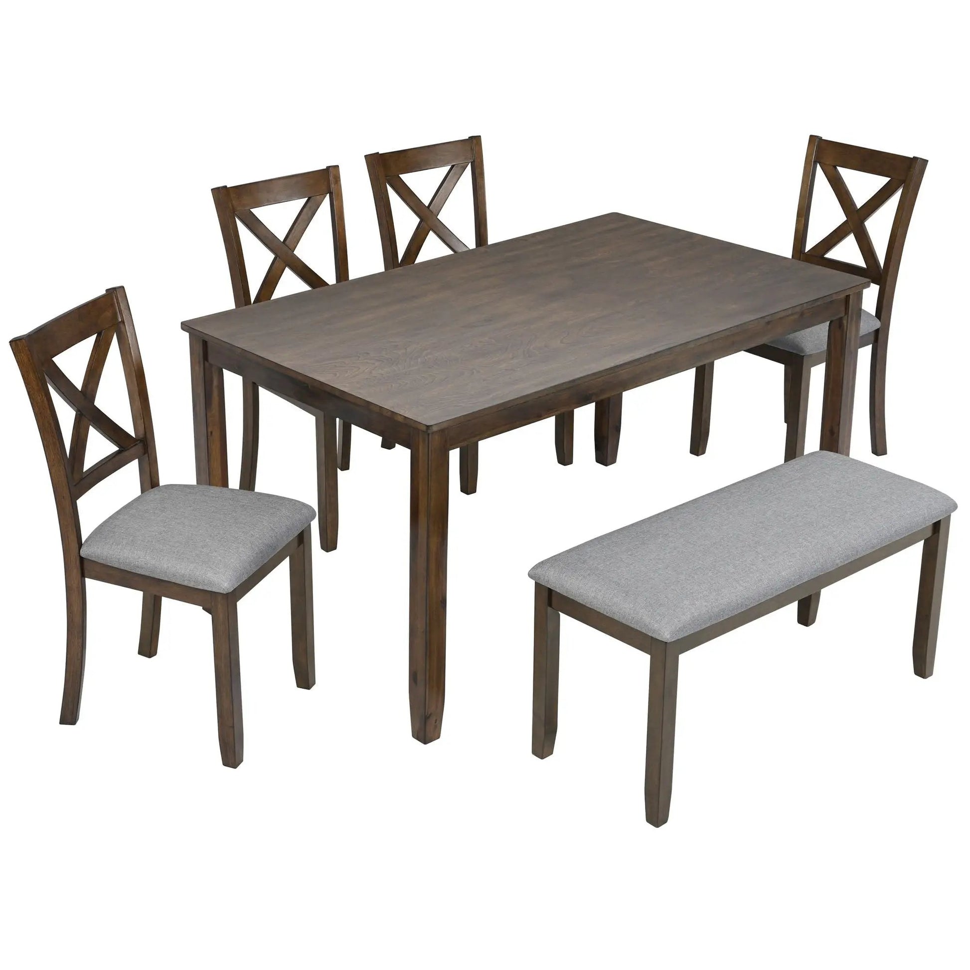 6-piece dining set with dark wood table and X-back chairs by Unique Piece Furniture on Tampa Home & Garden Store