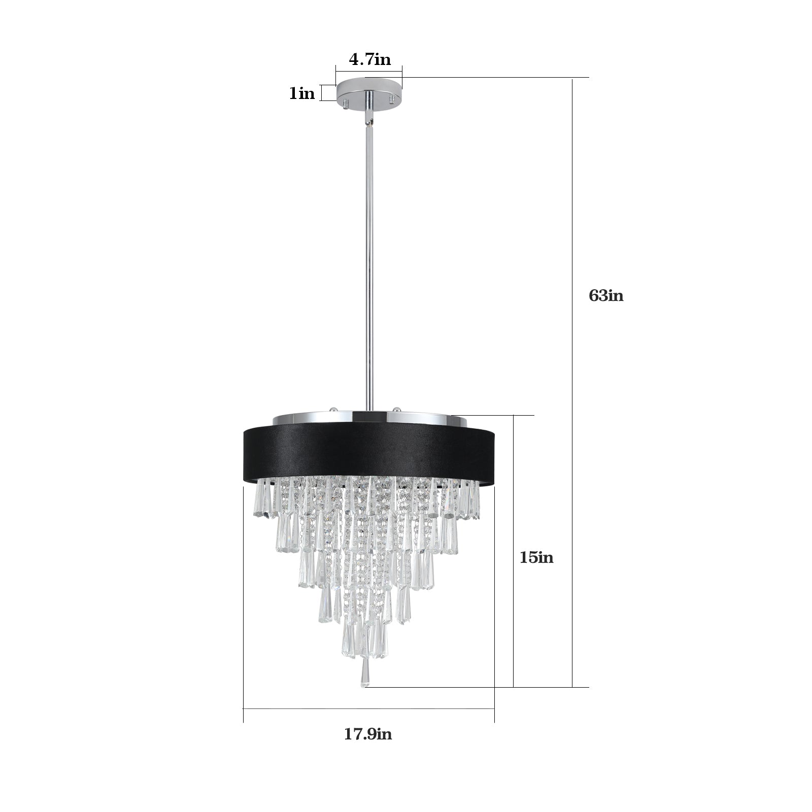Chandelier 18-inch modern crystal with black velvet shade by HouseOfZazla on Tampa Home & Garden Store