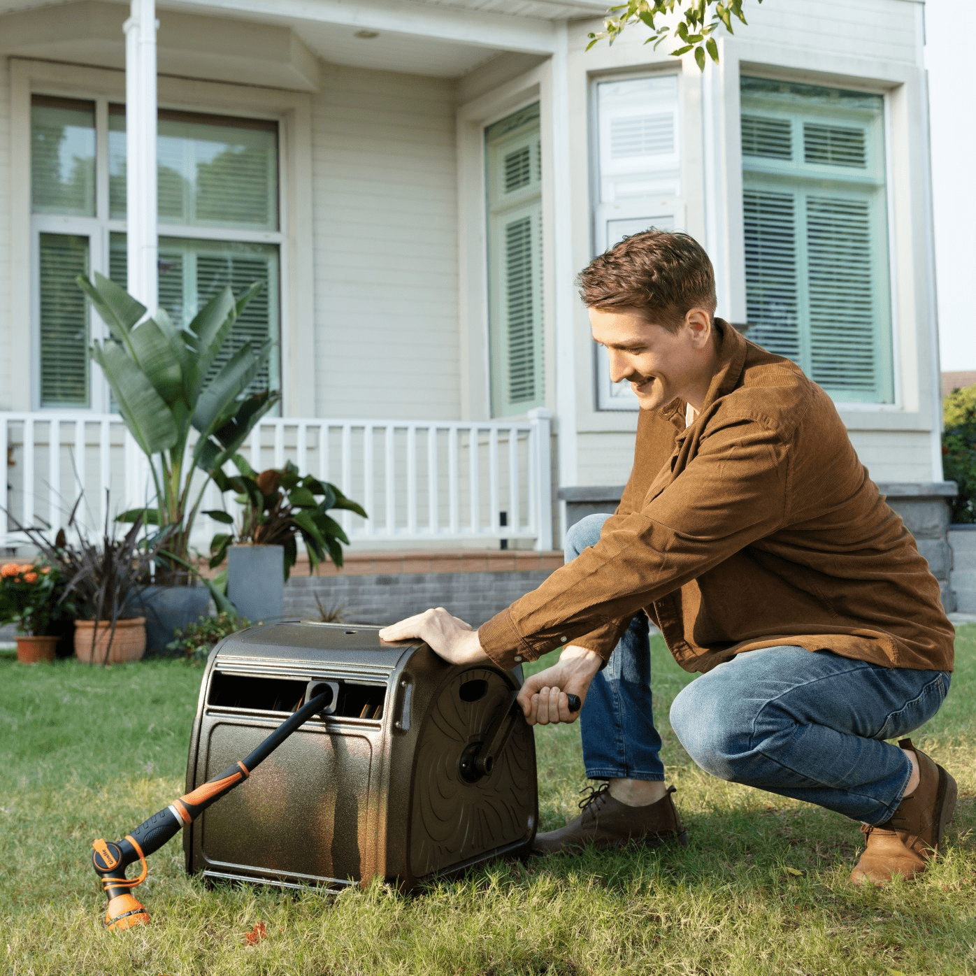Caja para carrete de manguera de jardín de alta resistencia