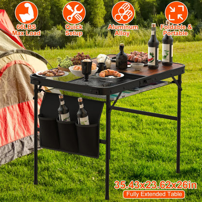 GemGear foldable camping table with aluminum alloy top and adjustable height 66LBS max load on Tampa Home & Garden Store